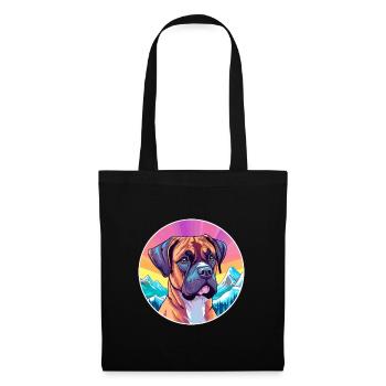Deutsche Boxer Hund Rasse Cartoon Kawaii Aquarell - Stoffbeutel - Schwarz - Vorne