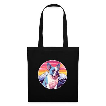 Bouledogue Français chien race Cartoon Kawaii aquarelle - Sac en tissu - noir - Devant