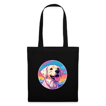 Grande race de chien des Pyrénées Cartoon Kawaii aquarelle - Sac en tissu - noir - Devant