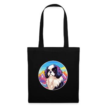 Japanisches Kinn Hunderasse Cartoon Kawaii Aquarell - Stoffbeutel - Schwarz - Vorne
