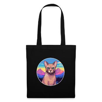 Chat birman coloré dessin animé aquarelle illustrati - Sac en tissu - noir - Devant