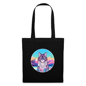 Californie Chat pailleté coloré Cartoon Watercolo - Sac en tissu - noir - Devant