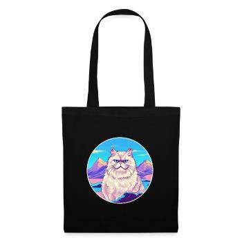 Colorpoint chat persan coloré dessin animé aquarelle - Sac en tissu - noir - Devant