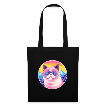 Chat exotique à poil court coloré dessin animé aquarelle I - Sac en tissu - noir - Devant