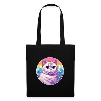 British Shorthair chat coloré dessin animé aquarelle - Sac en tissu - noir - Devant