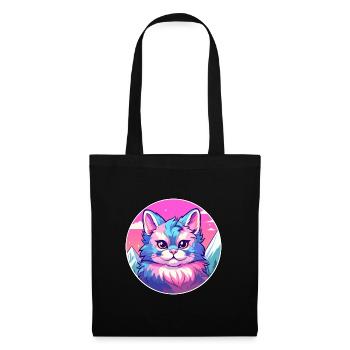 Ussuri chat coloré dessin animé aquarelle illustratio - Sac en tissu - noir - Devant