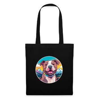 Staffordshire Bull Terrier chien race Cartoon Kawai - Sac en tissu - noir - Devant