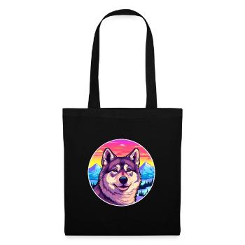 Schwedischer Elchhund Hunderasse Cartoon Kawaii Watercol - Stoffbeutel - Schwarz - Vorne