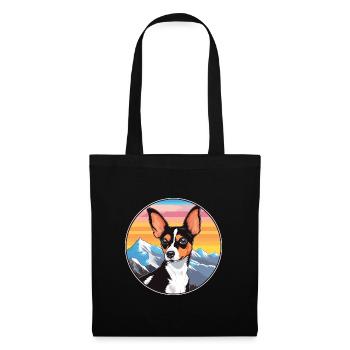 Spielzeug Foxterrier Hunderasse Cartoon Kawaii Watercolo - Stoffbeutel - Schwarz - Vorne
