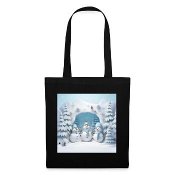 3 kleine Schneemänner - Stoffbeutel - Schwarz - Vorne