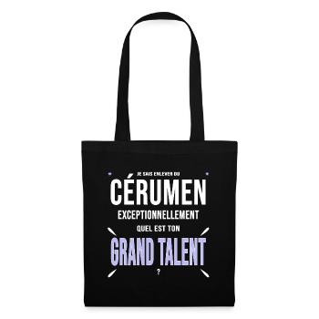 Otologiste oreilles cérumen cadeau drôle - Sac en tissu - noir - Devant