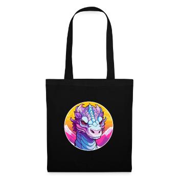Dragon Aquarelle Dessin Animé Kawaii Animal De Compagnie Colorf - Sac en tissu - noir - Devant