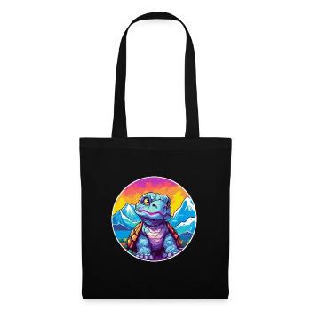 Tortue Aquarelle Dessin Animé Kawaii Animal De Compagnie Colorf - Sac en tissu - noir - Devant