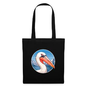 Pélican Aquarelle Dessin Animé Kawaii Animal De Compagnie Animal Couleur - Sac en tissu - noir - Devant