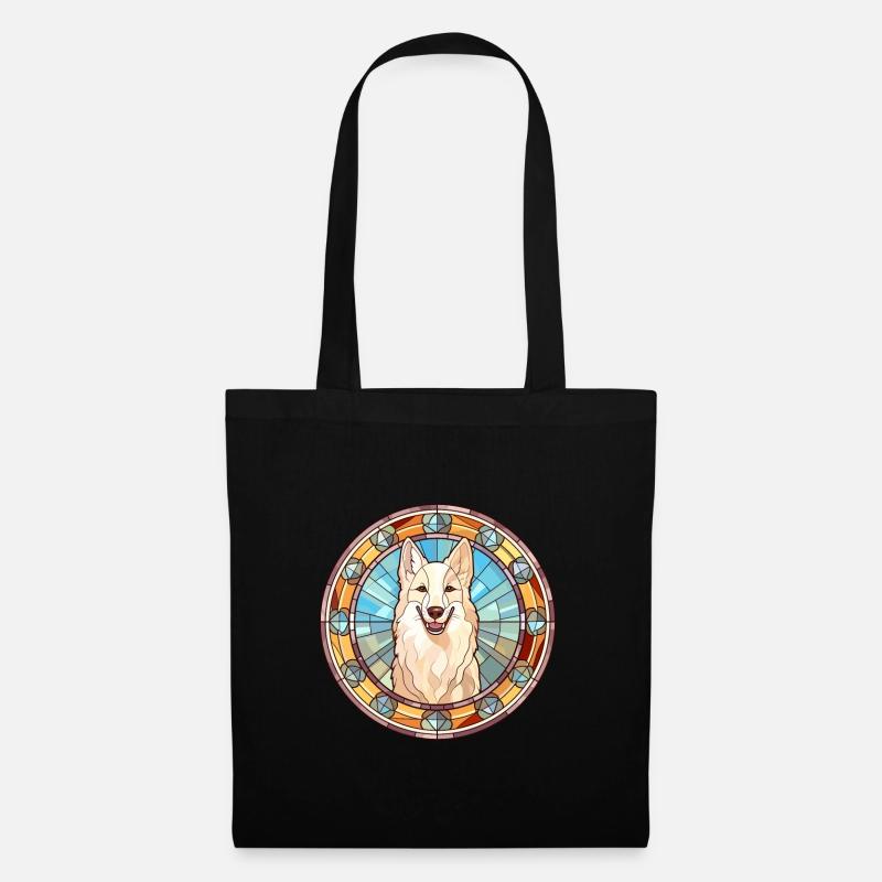Berger Blanc Suisse Hunderasse Buntglas Colorf - Stoffbeutel - Schwarz