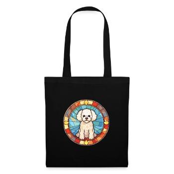 Bichon Frise chien race vitrail coloré Wate - Sac en tissu - noir - Devant