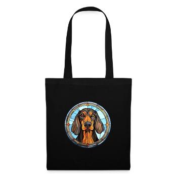 Noir et Tan Coonhound chien race vitrail Co - Sac en tissu - noir - Devant