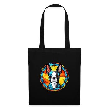 Boston Terrier Hunderasse Buntglas Bunt Wa - Stoffbeutel - Schwarz - Vorne