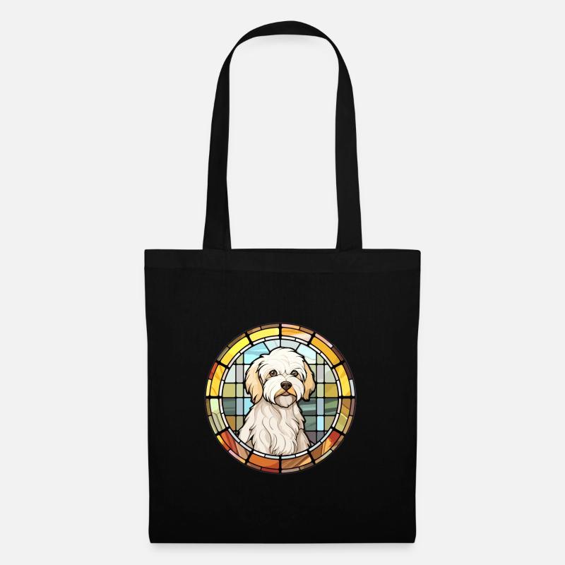 Coton de Tulear Hunderasse Buntes Glas Buntes W - Stoffbeutel - Schwarz
