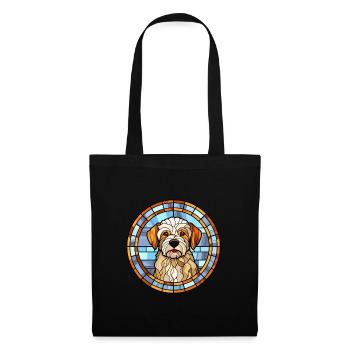 Dandie Dinmont Terrier chien race vitrail Col - Sac en tissu - noir - Devant