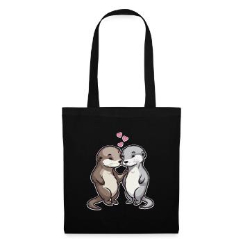 Dans l’amour Otter Hearts Love - Sac en tissu - noir - Devant