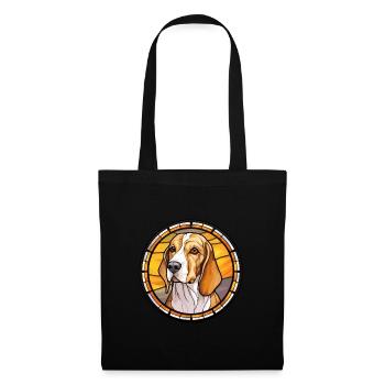 Foxhound anglais chien race vitrail coloré - Sac en tissu - noir - Devant