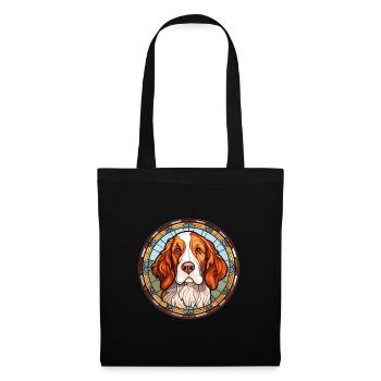 Français Bretagne chien race vitrail coloré W - Sac en tissu - noir - Devant