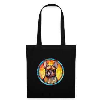Bouledogue Français chien race vitrail coloré Wa - Sac en tissu - noir - Devant