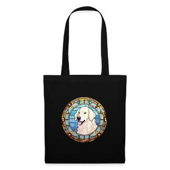 Kuvasz chien race vitrail aquarelle colorée - Sac en tissu - noir - Devant