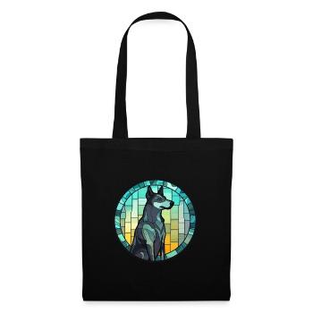 Karelo finlandais Laika chien race vitrail couleur - Sac en tissu - noir - Devant