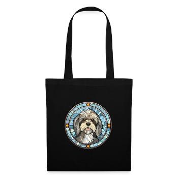Lowchen Dog Breed Stained Glass Colorful Watercolo - Tote Bag - black - Front