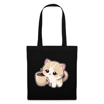 Kitten with coffee cup - Tote Bag - black - Front