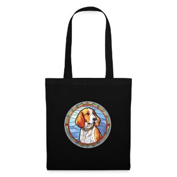 Chien russe chien race vitrail coloré Wat - Sac en tissu - noir - Devant