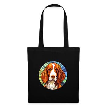 Welsh Springer Spaniel chien race vitrail Col - Sac en tissu - noir - Devant