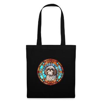Shih Tzu chien race vitrail coloré Watercol - Sac en tissu - noir - Devant