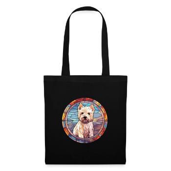 Westie chien race vitrail aquarelle colorée - Sac en tissu - noir - Devant
