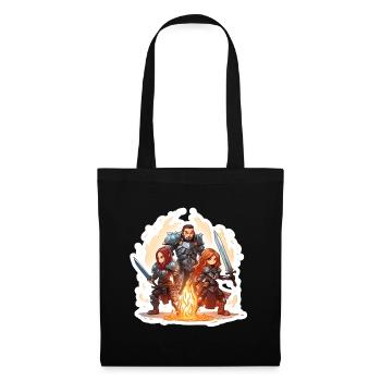 T-shirt de jeu de rôle au feu de camp d’un groupe de héros de dessins animés fantastiques - Sac en tissu - noir - Devant