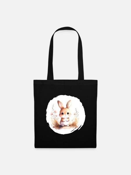 Hase Aquarell - Stoffbeutel - Schwarz
