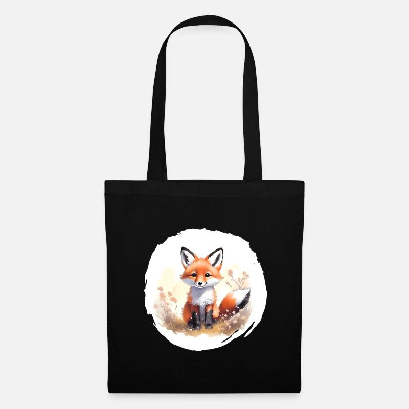 Fuchs Aquarell - Stoffbeutel - Schwarz