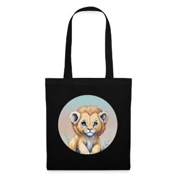 Cute lion cub with pastel blue eyes - Tote Bag - black - Front