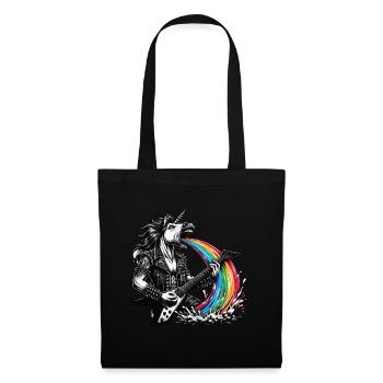 Rocker Heavy Metal Unicorn Pukes Rainbow - Tote Bag - black - Front