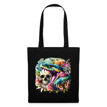 Serpent Crâne - Sac en tissu - noir - Devant