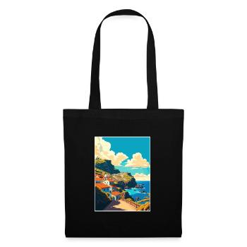 Madeira Portugal Vintage Reiseposter Souvenir - Stoffbeutel - Schwarz - Vorne