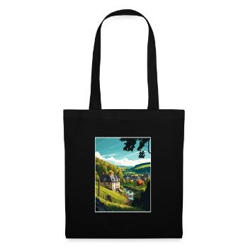 Ardennen Frankreich Vintage Reiseposter WPA Souvenir - Stoffbeutel - Schwarz - Vorne