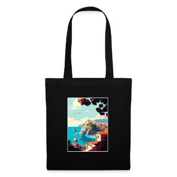 Rhodes Grèce Décoration Vintage Voyage Affiche WPA - Sac en tissu - noir - Devant