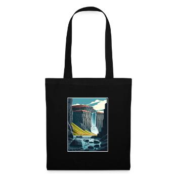 Skaftafell Island Wasserfall Vintage Reiseposter - Stoffbeutel - Schwarz - Vorne