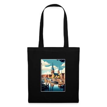 Flensburg Germany Vintage Travel Poster Souvenir - Tote Bag - black - Front