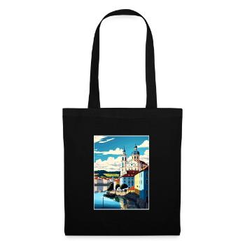 Passau Allemagne Vintage voyage affiche WPA Souvenir - Sac en tissu - noir - Devant