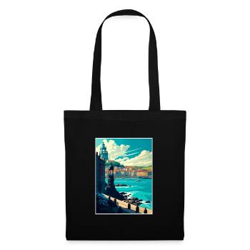 La Corogne Espagne Vintage voyage affiche WPA Souvenir - Sac en tissu - noir - Devant