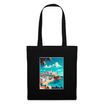 Ibiza Spanien Vintage Reiseposter WPA Souvenir - Stoffbeutel - Schwarz - Vorne